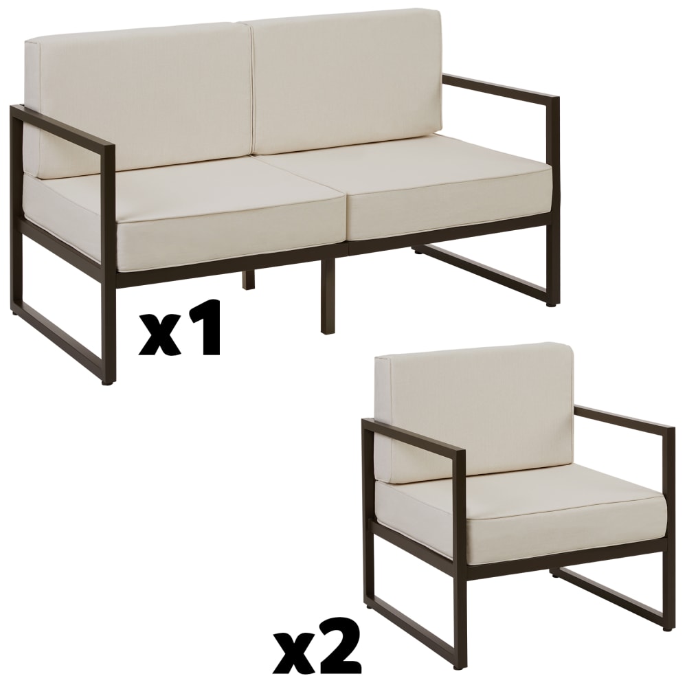 Salon de jardin pour 4 personnes en polyester déperlant beige