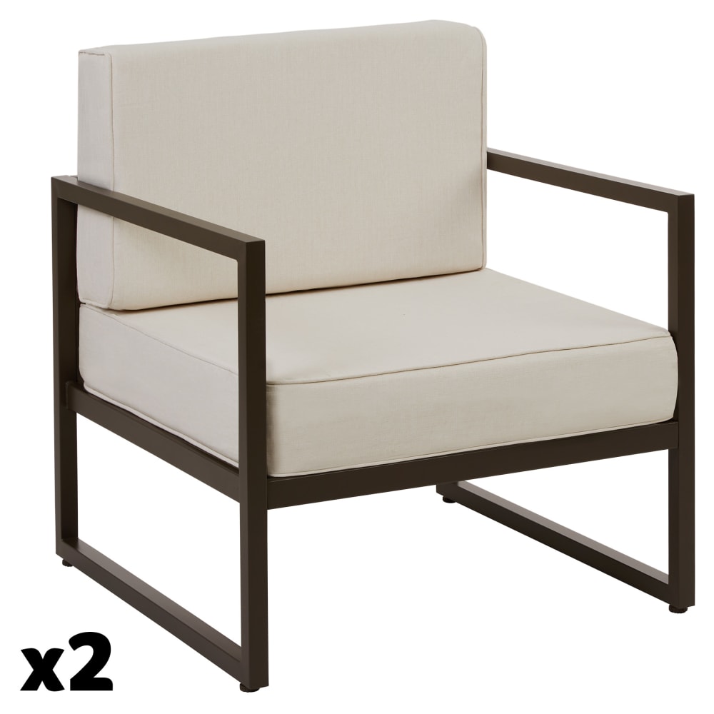 Lot 2 fauteuils de jardin rembourrage XXL revêtement déperlant