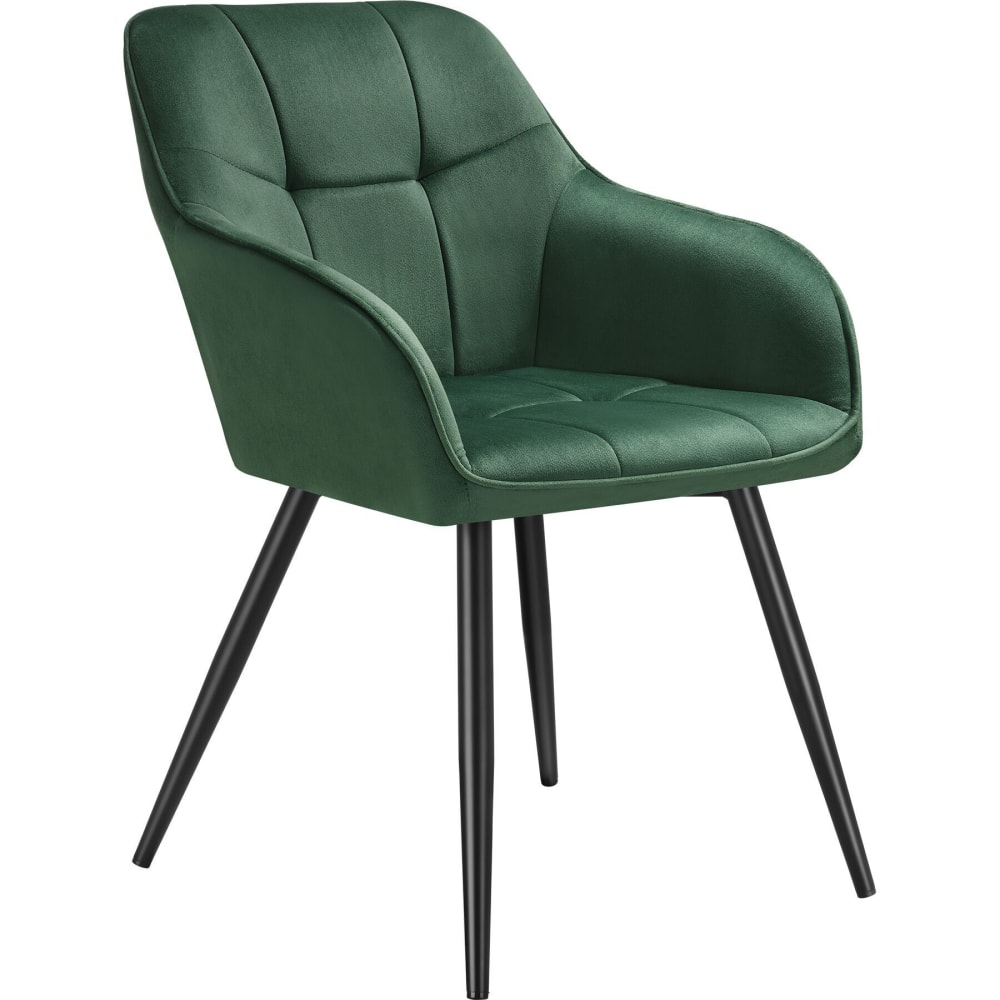 Chaise rembourrée en velours matelassé avec dossier continu vert foncé