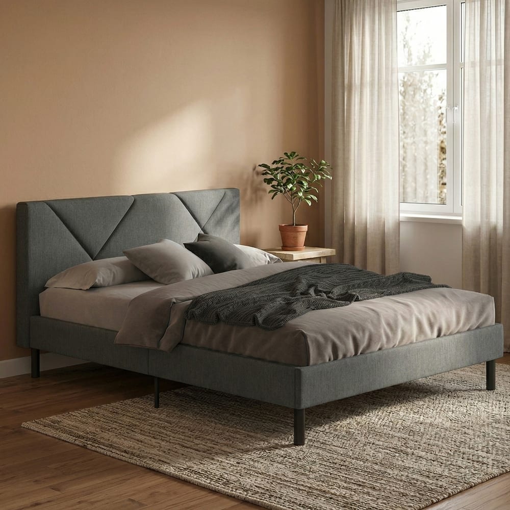 Bett anderthalb Plätze, Stoff grau - Maisons Du Monde