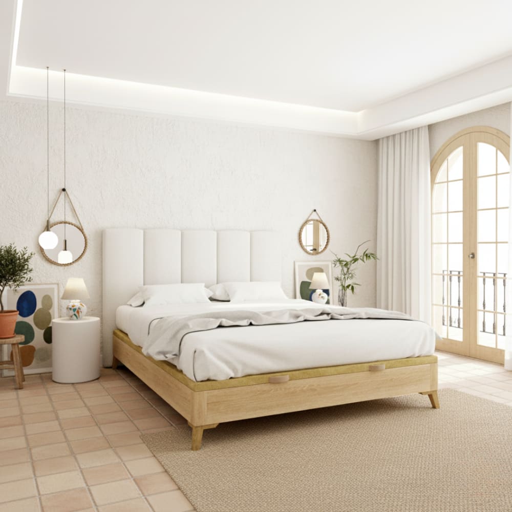 Tête de lit rembourrée extra-épaisse blanche, lit 135 cm, 145x120 cm