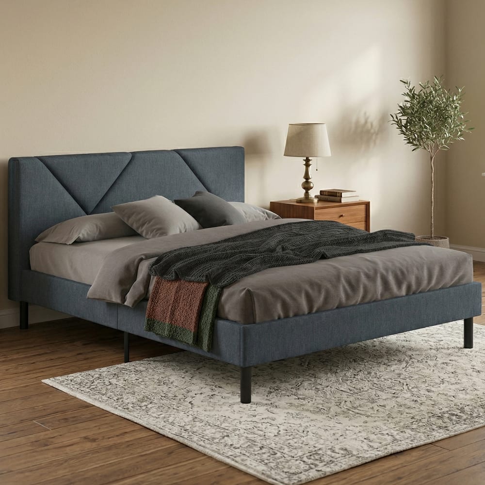 Dmora Bett in Blau, anderthalb Plätze Blau Holz