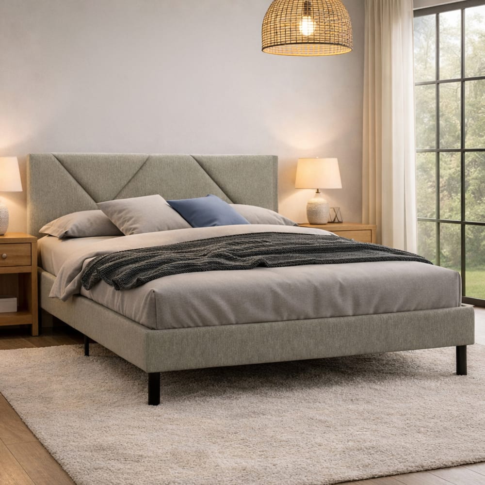 Doppelbett in grauem Stoff - Maisons Du Monde