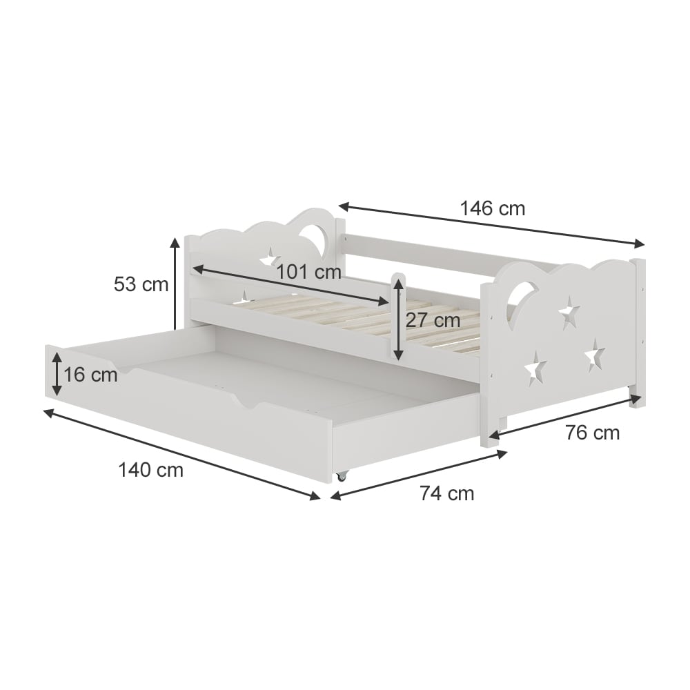 Lit pour enfant avec tiroir, sans matelas blanc 146x53cm - Maisons du Monde