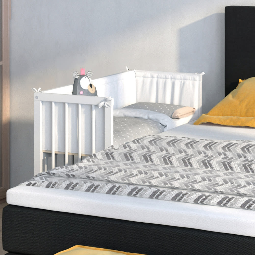 Beistellbett 1 Seitenschiene, Weiß 94 x 96cm - Maisons Du Monde