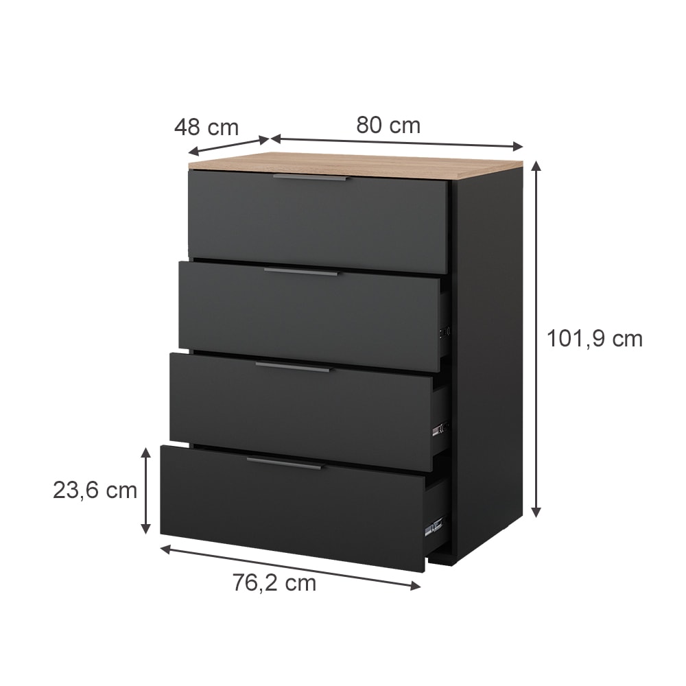 Sideboard avec 4 tiroirs anthracite/sonoma 80x101.9cm - Maisons du Monde