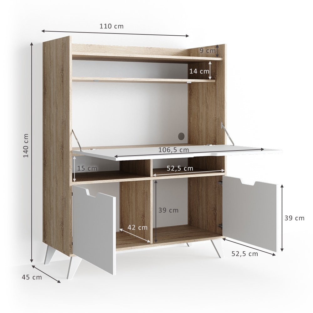 Sekretär Schreibtisch, Sonoma 110 x 140cm - Maisons Du Monde