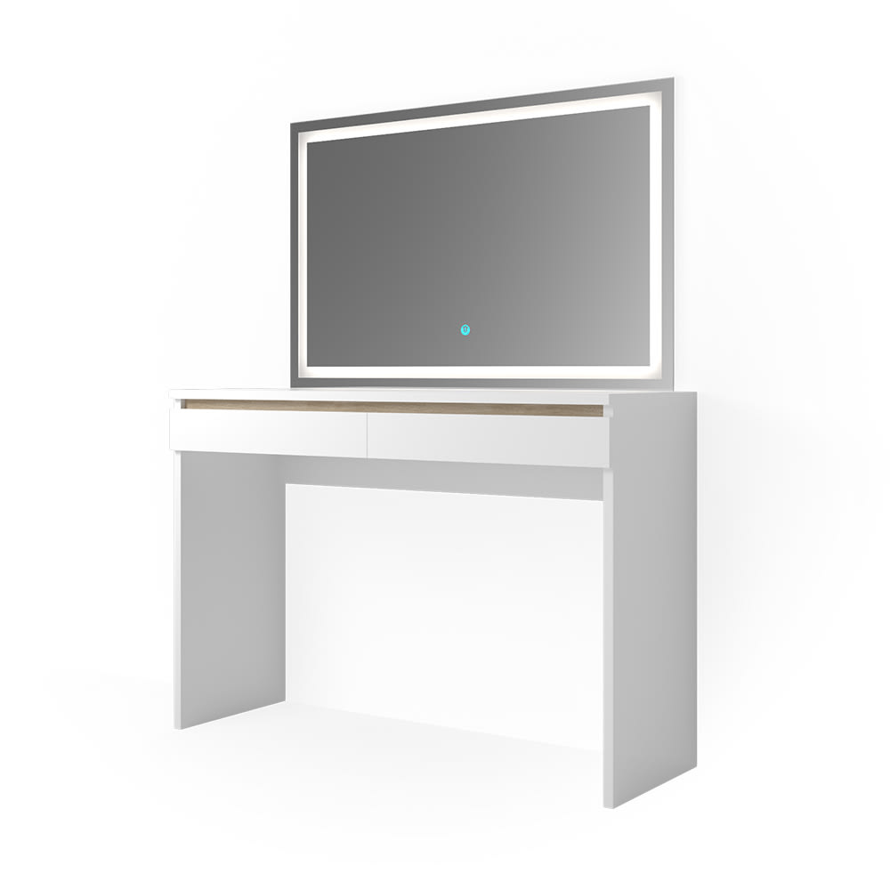 Coiffeuse avec miroir LED, Blanc 120 x 83cm