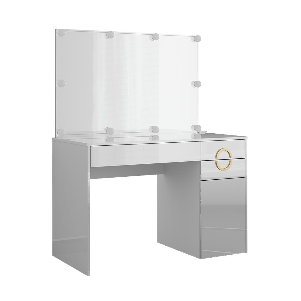 Vicco Schminktisch mit LED Beleuchtung, Weiß 115 x 76.4cm style modern Weiß Spanplatte