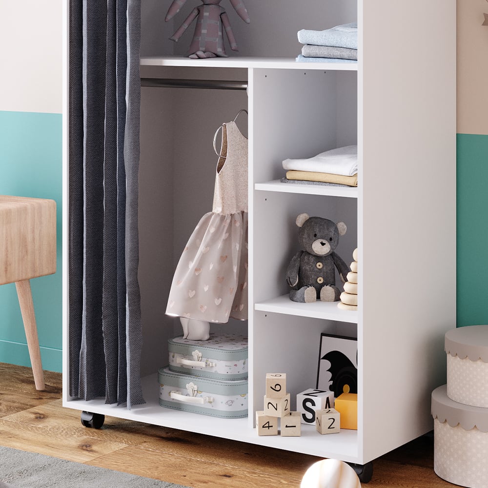 Armoire ouvert, avec roulettes, Blanc 100 x 146.6cm