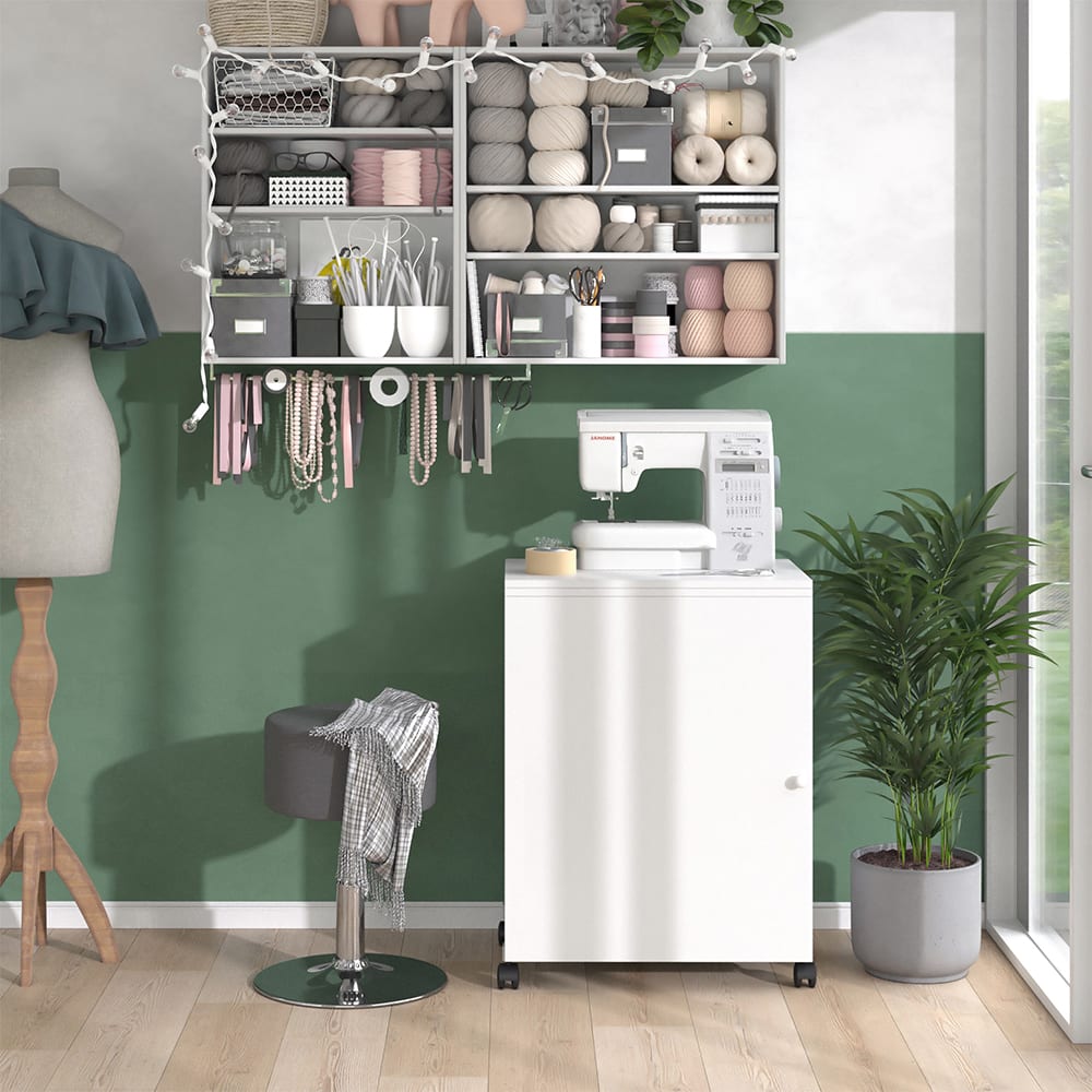 La table de couture avec 3 étagères, Blanc 118 x 79.3cm