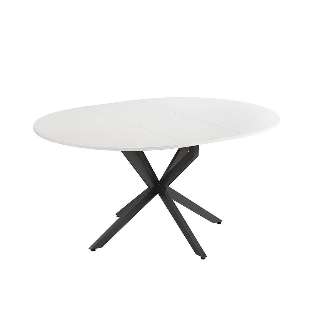 Vicco Esstisch ausziehbar Weiß/Schwarz 120x76.5cm style modern Weiß Spanplatte