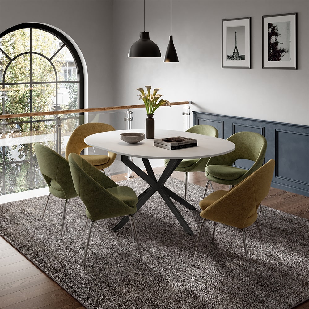 Esstisch ausziehbar Weiß/Schwarz 120x76.5cm - Maisons Du Monde