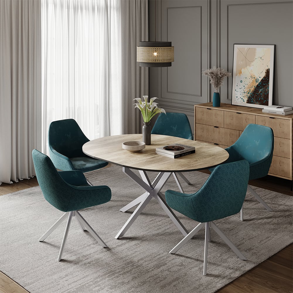 Esstisch ausziehbar Eiche rustikal/Grau 120x76.5cm - Maisons Du