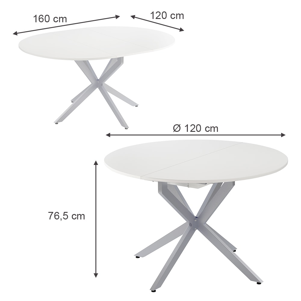 Esstisch ausziehbar Weiß/Grau 120x76.5cm - Maisons Du Monde