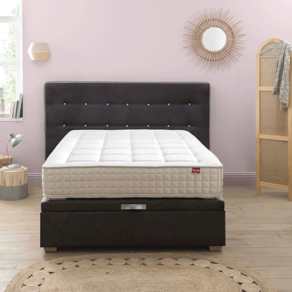 Epeda sommier coffre Hercule - gris béton 90x200 - Velours