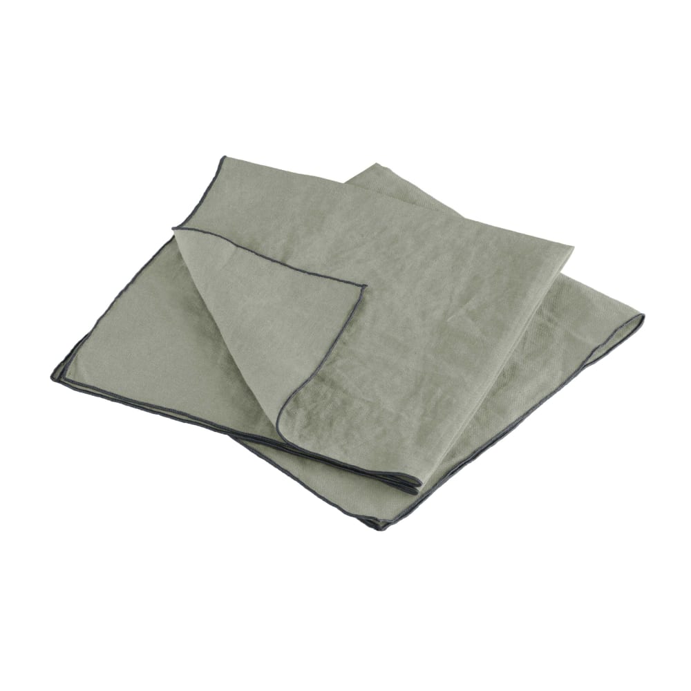 Lot de 2 serviettes de table en lin lavé lichen 45x45cm