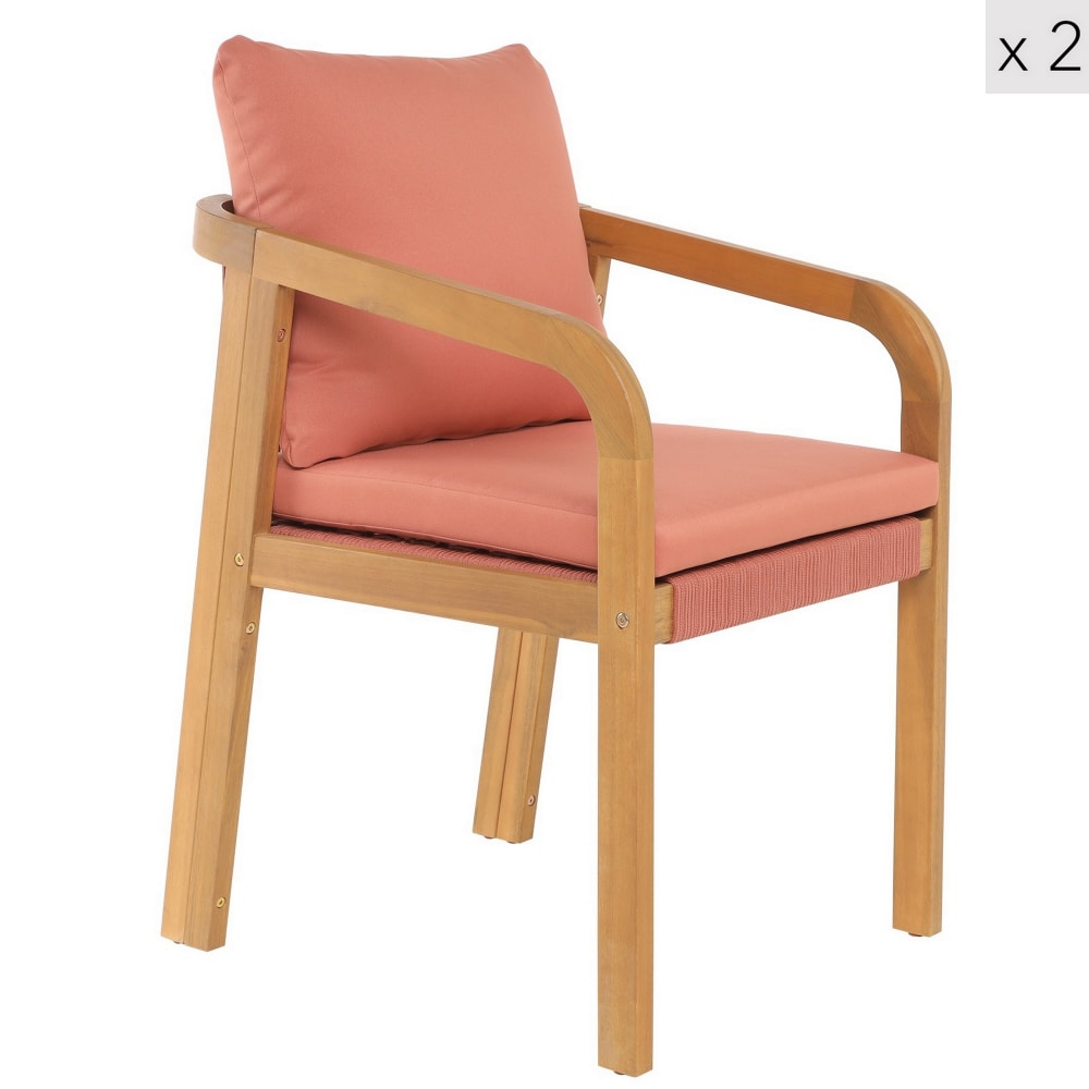Lot 2 chaises jardin - bois rose