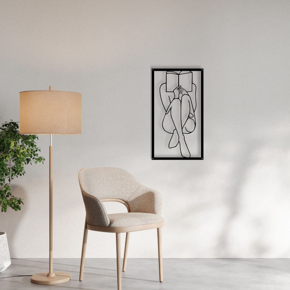 Décoration murale passionné de livre v03 métal noir 33x60 cm - Maisons du Monde