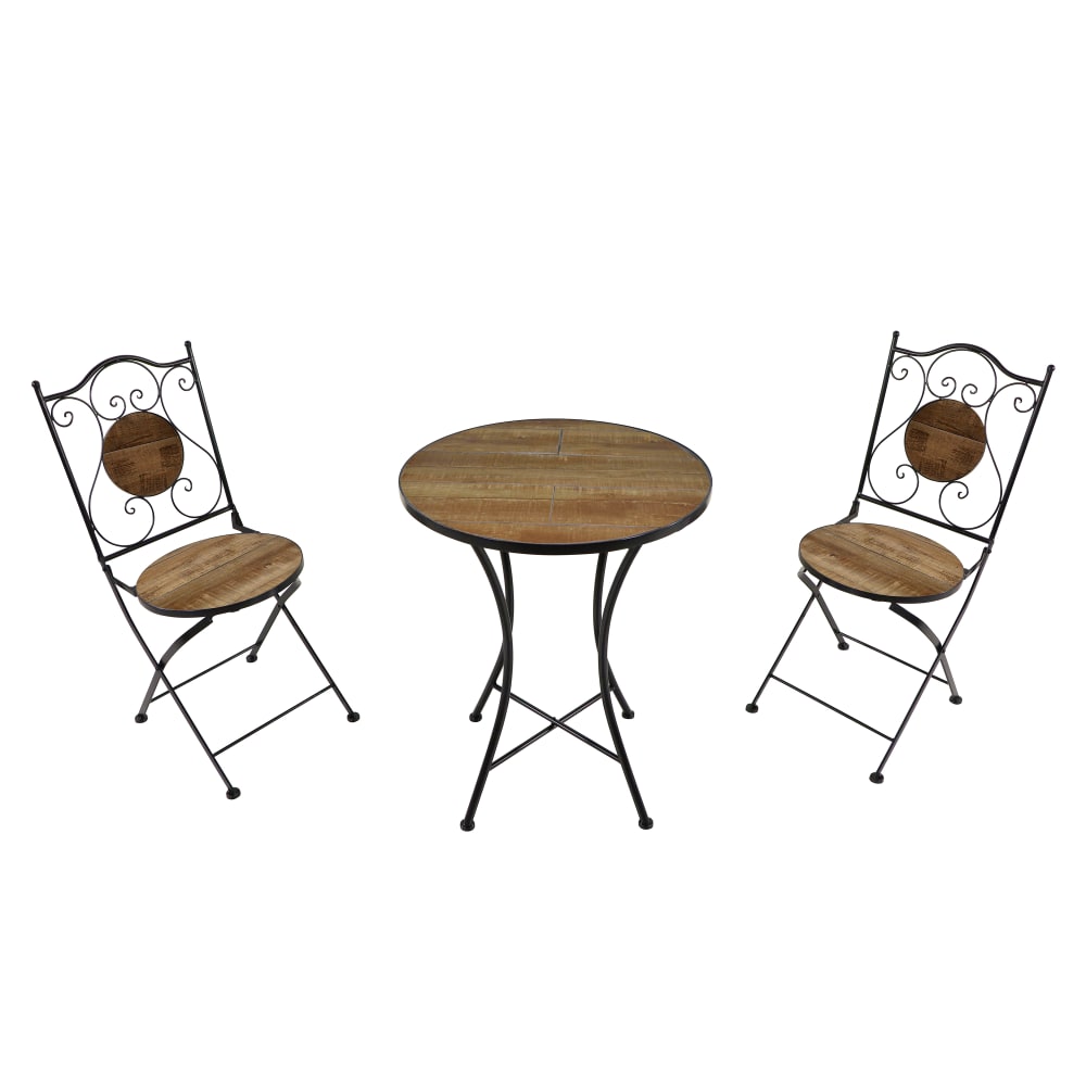 Axi Bistroset mit 2 Stühlen mit Mosaik Design, scheunen-holz-stil style modern Braun Metall