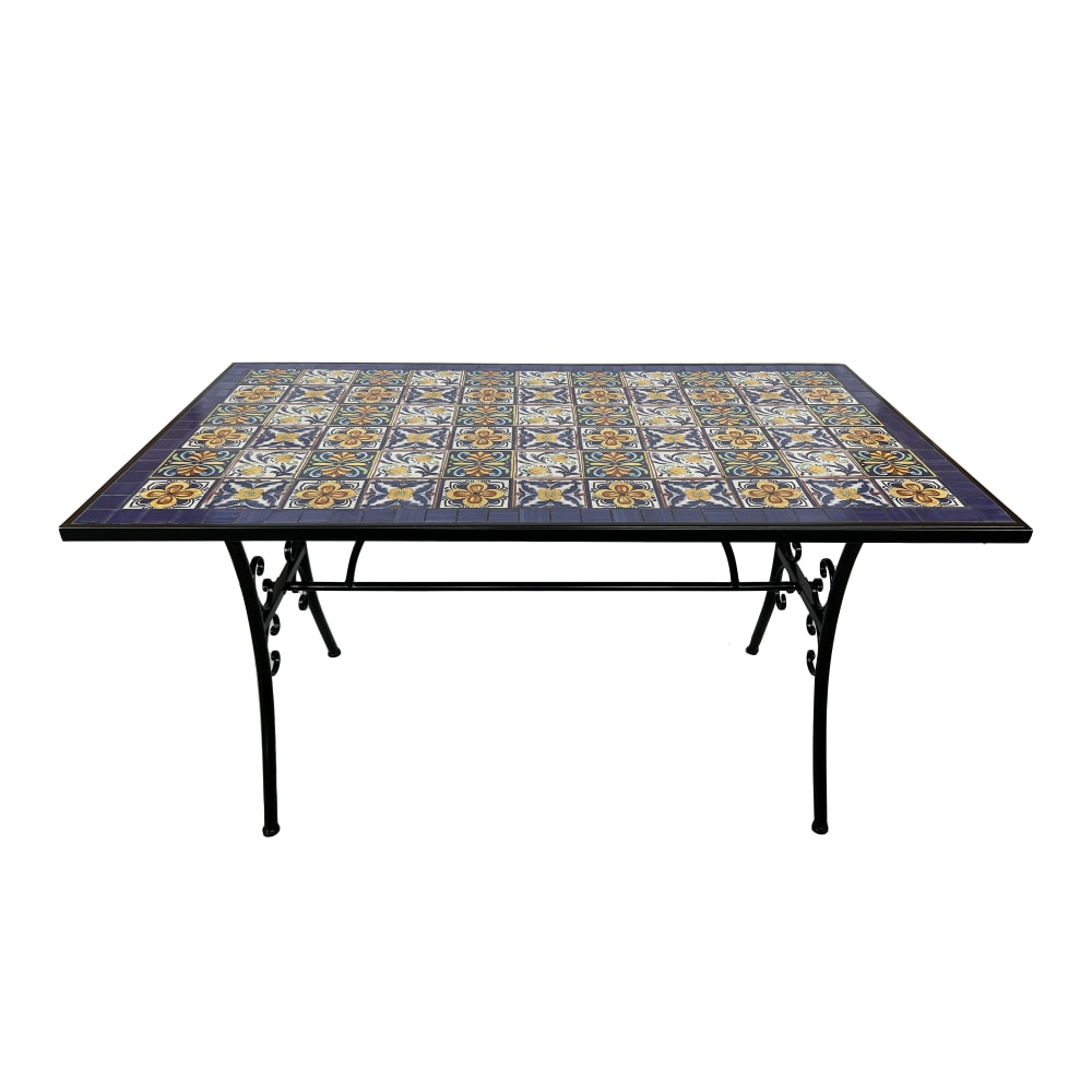 Table bistrot, 4 chaises, mosaïque, bleu - Maisons du Monde