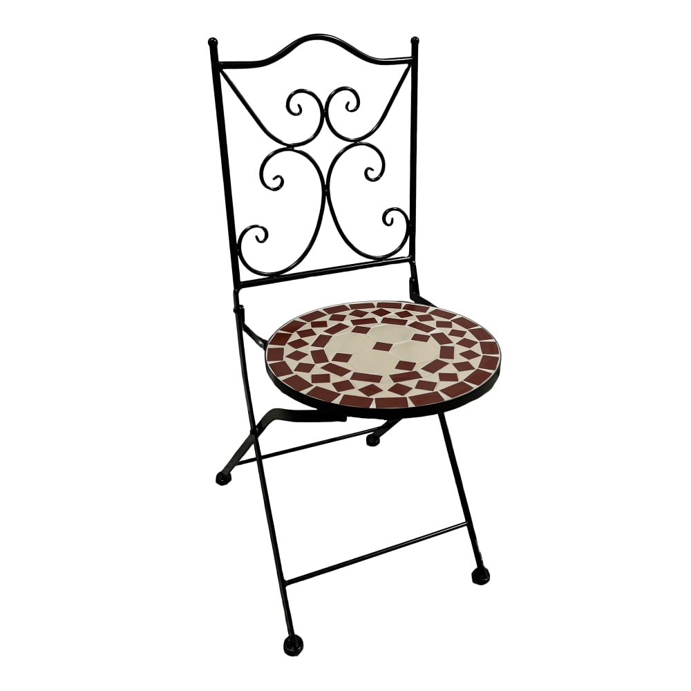 Table bistrot, 2 chaises, mosaïque, rouge/blanc - Maisons du Monde