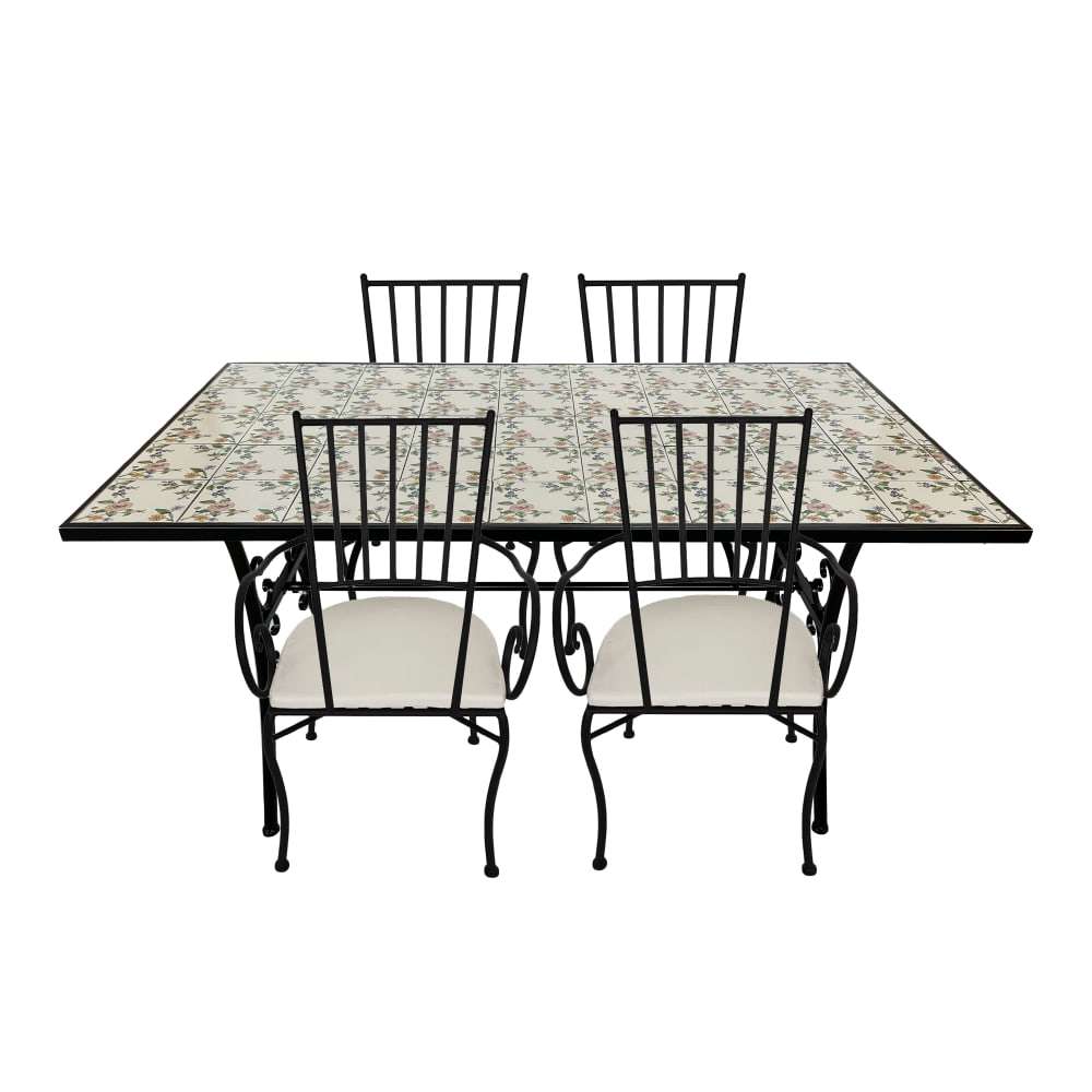 Table bistrot, 4 chaises, mosaïque,romantique