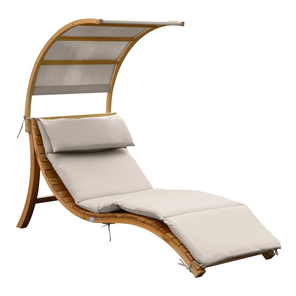 Chaise Longue Salina avec Parasol Beige pour Détente Extérieure