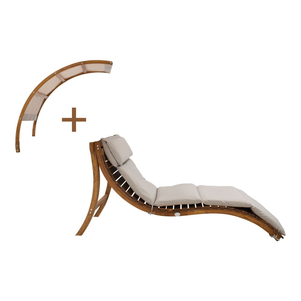 Salina Chaise Longue avec Parasol Beige - Maisons du Monde