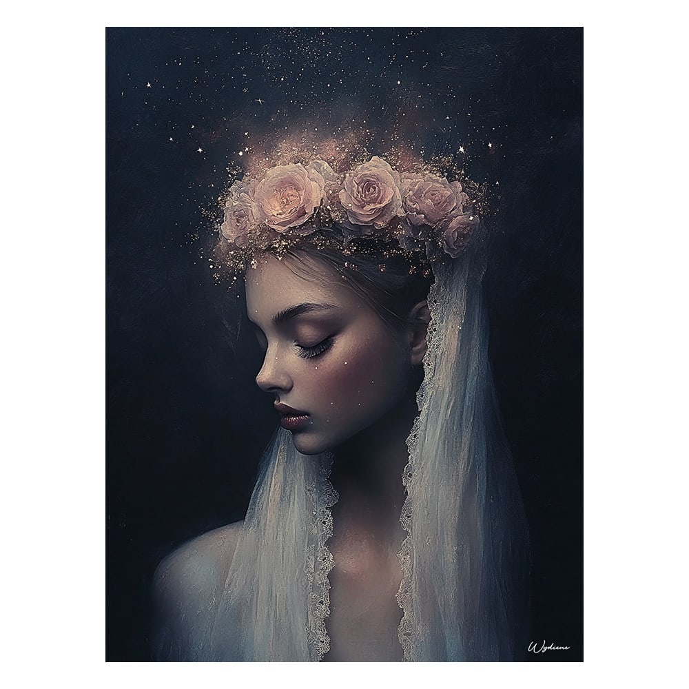 Tableau Femme avec fleurs alu dibond 15x20