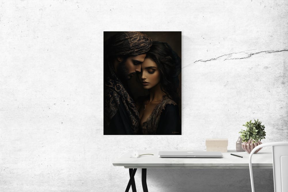 Tableau Couple & fleurs alu dibond 100x75