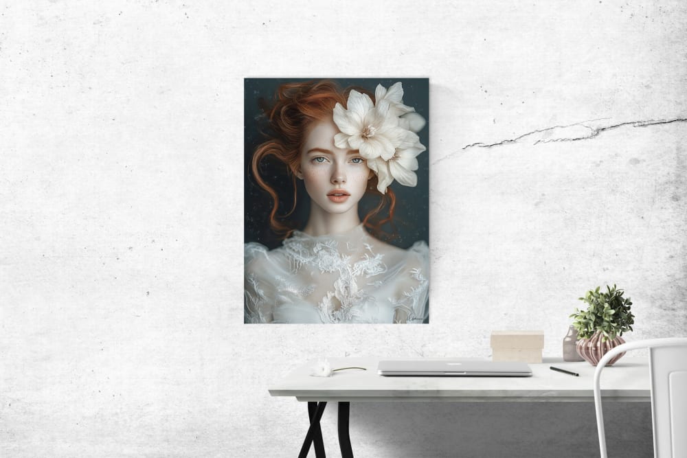 Gemälde Frau mit Blumen Alu-Dibond 30x40, Mehrfarbig - Maisons Du