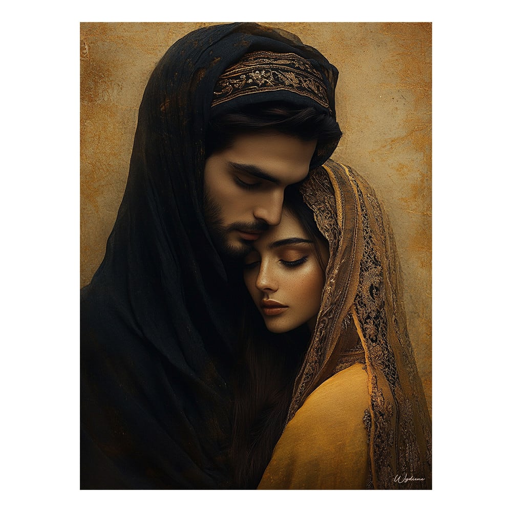 Un Jour Un Désert Gemälde Orientalisches Paar Alu-Dibond 30x40, Mehrfarbig style exotic Mehrfarbig Alu-dibond