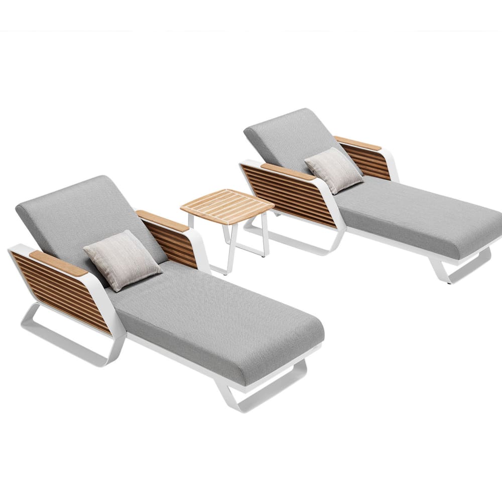 Bain de soleil en aluminium blanc L197 x P88.5 x H55.5 (83.5) cm - Maisons du Monde