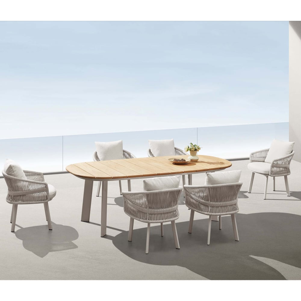 Ensemble repas beige L220 x P110 x H76 cm - Maisons du Monde
