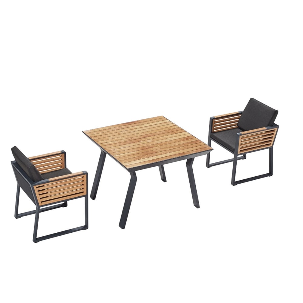 Au jardin de Chloé Ensemble repas noir L100 x P100 x H75 cm - Aluminium