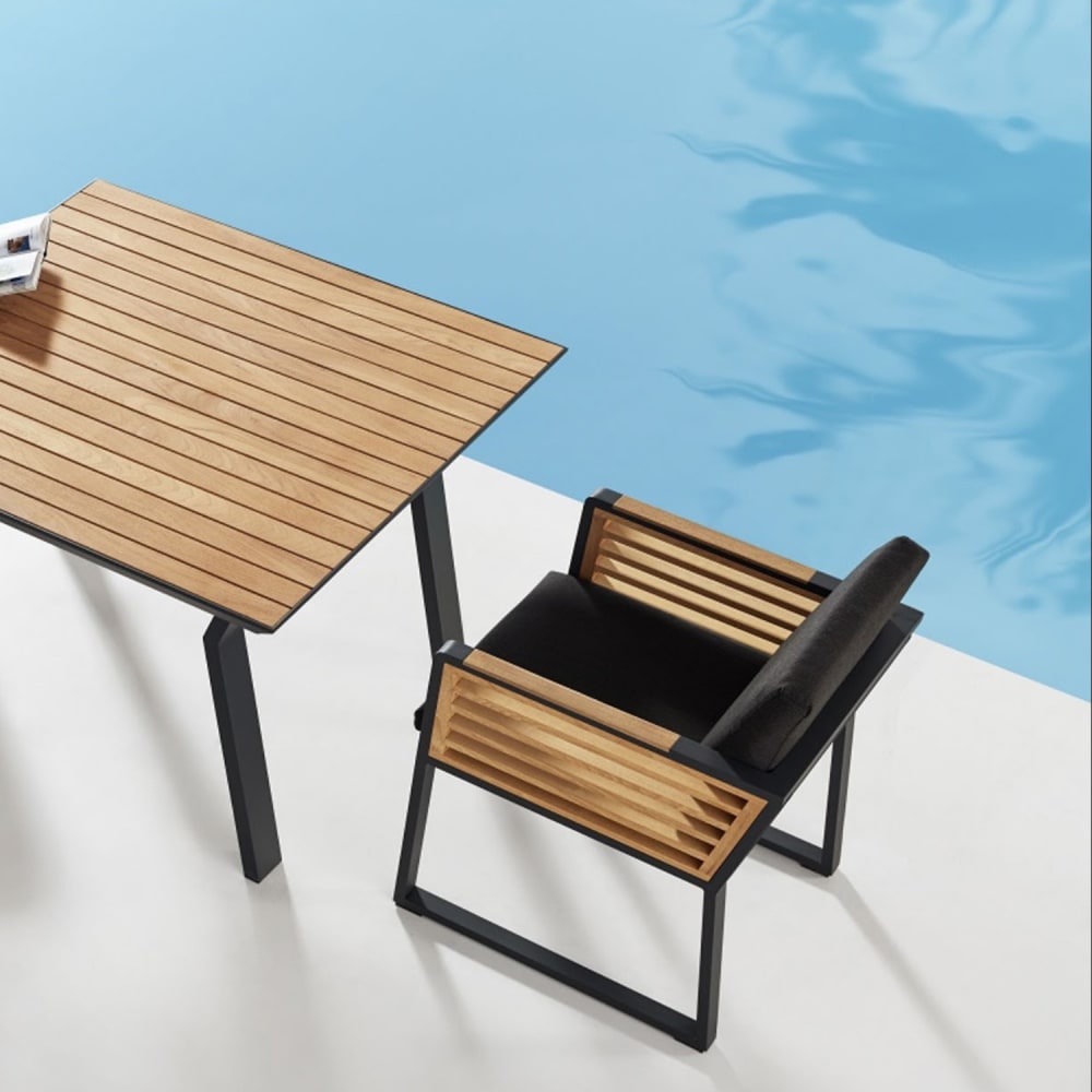 Ensemble repas noir L100 x P100 x H75 cm - Maisons du Monde