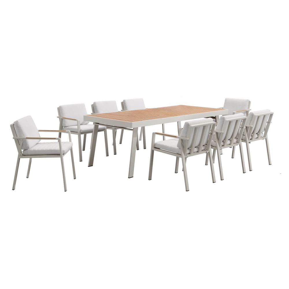 Au jardin de Chloé Ensemble repas beige L220 x P90 x H75 cm - Aluminium