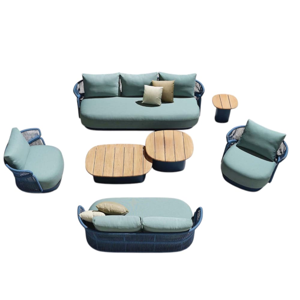 Au jardin de Chloé Grand salon de jardin bleu L238 x P82 x H67.5 cm - Aluminium