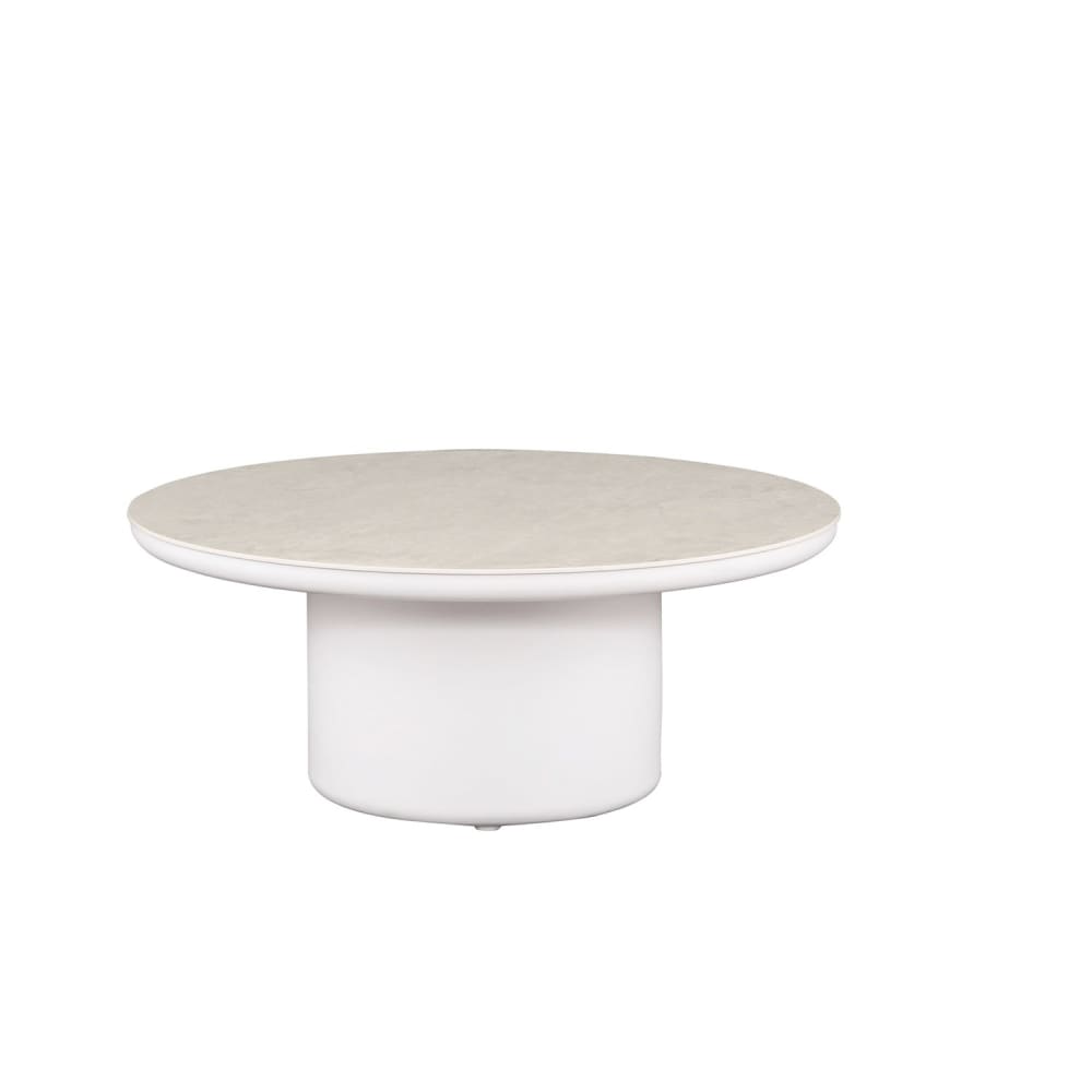 Table basse blanche en aluminium D90 x H37 cm