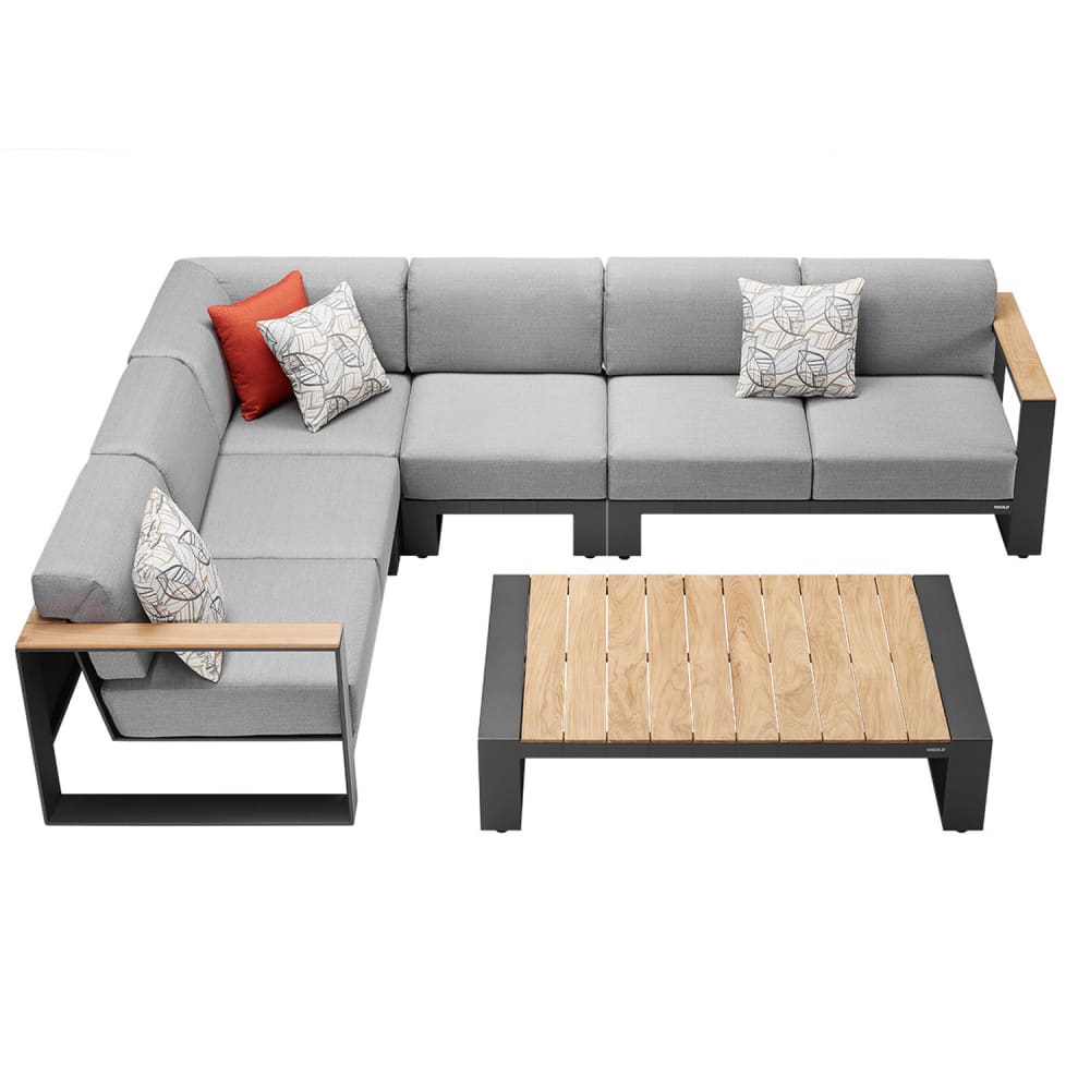 Grand salon de jardin gris L293 x P84 x H60cm