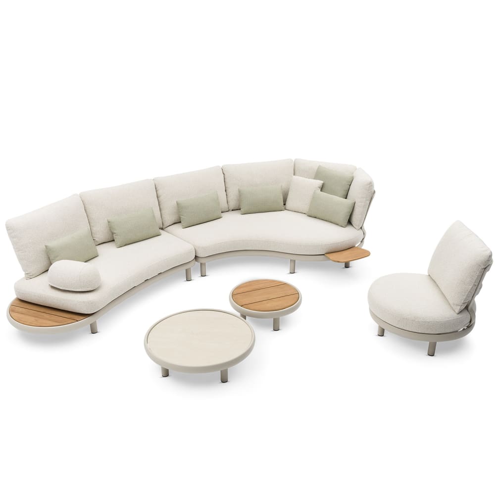 Au jardin de Chloé Salon de jardin beige L363 x P155 x H72 cm - Aluminium