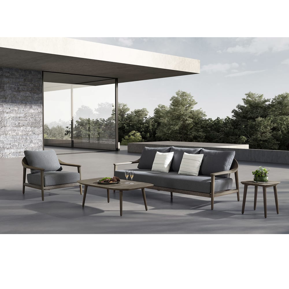 Mobilier de jardin gris bois et corde 5 places - Maisons du Monde