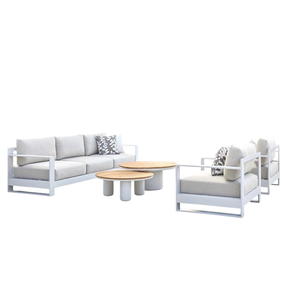 Salon de jardin blanc L254 x P79.5 x H65 cm