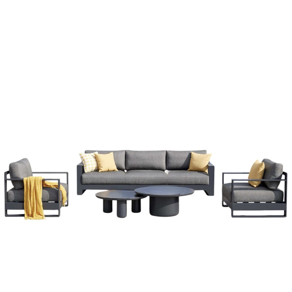 Salon de jardin noir L254 x P79.5 x H65 cm