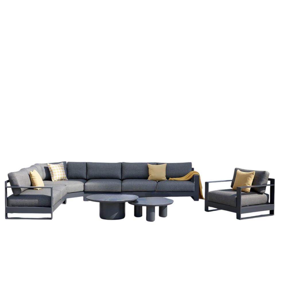 Salon d'angle noir L355 x P98 x H65 cm
