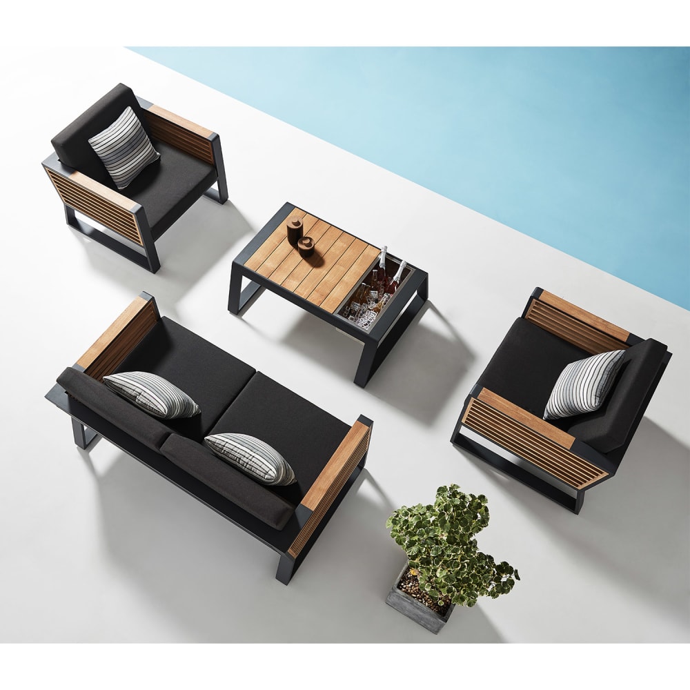 Canapé 2 places noir L150,5 x P81,5 x H61,5 cm - Maisons du Monde