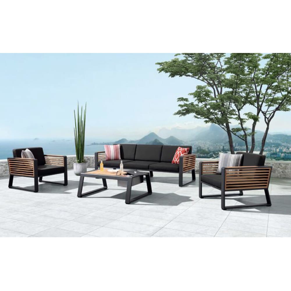 Salon de jardin noir L220 x P81,5 x H61,5 cm - Maisons du Monde
