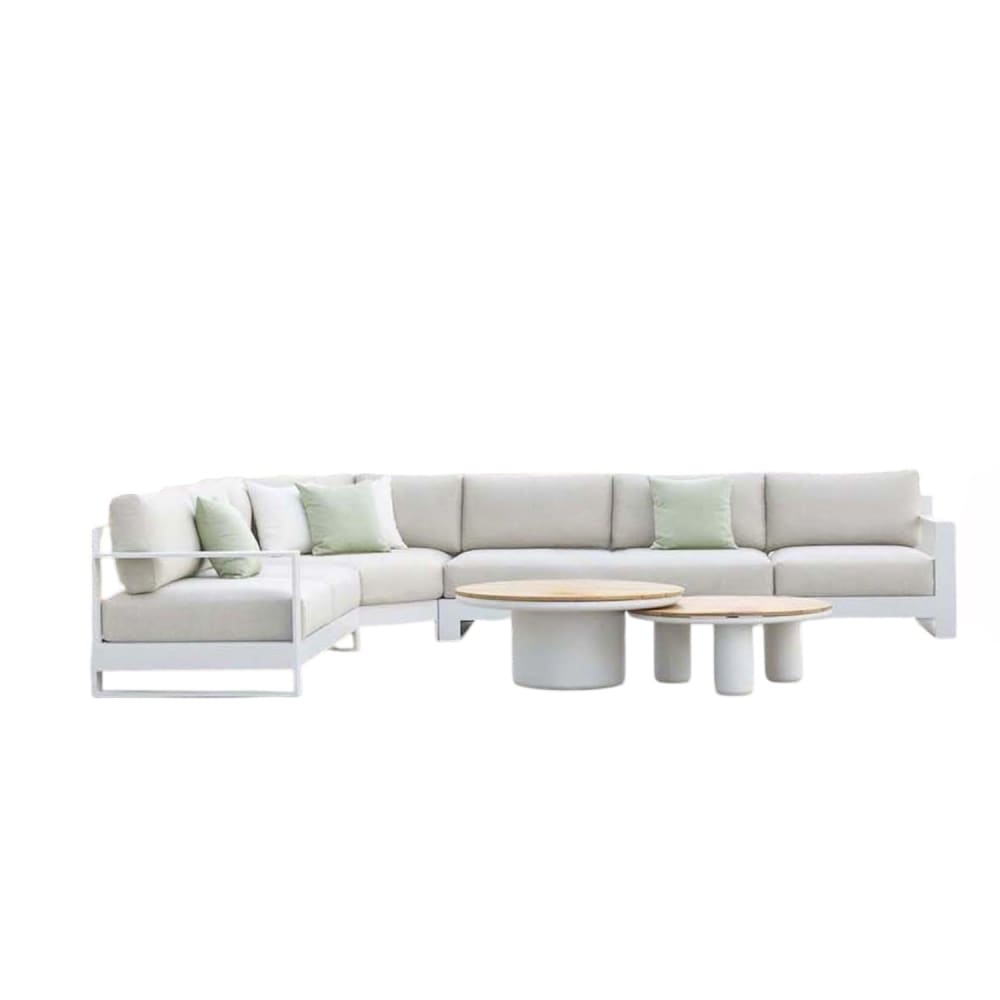 Salon de jardin blanc L254 x P79.5 x H65 cm