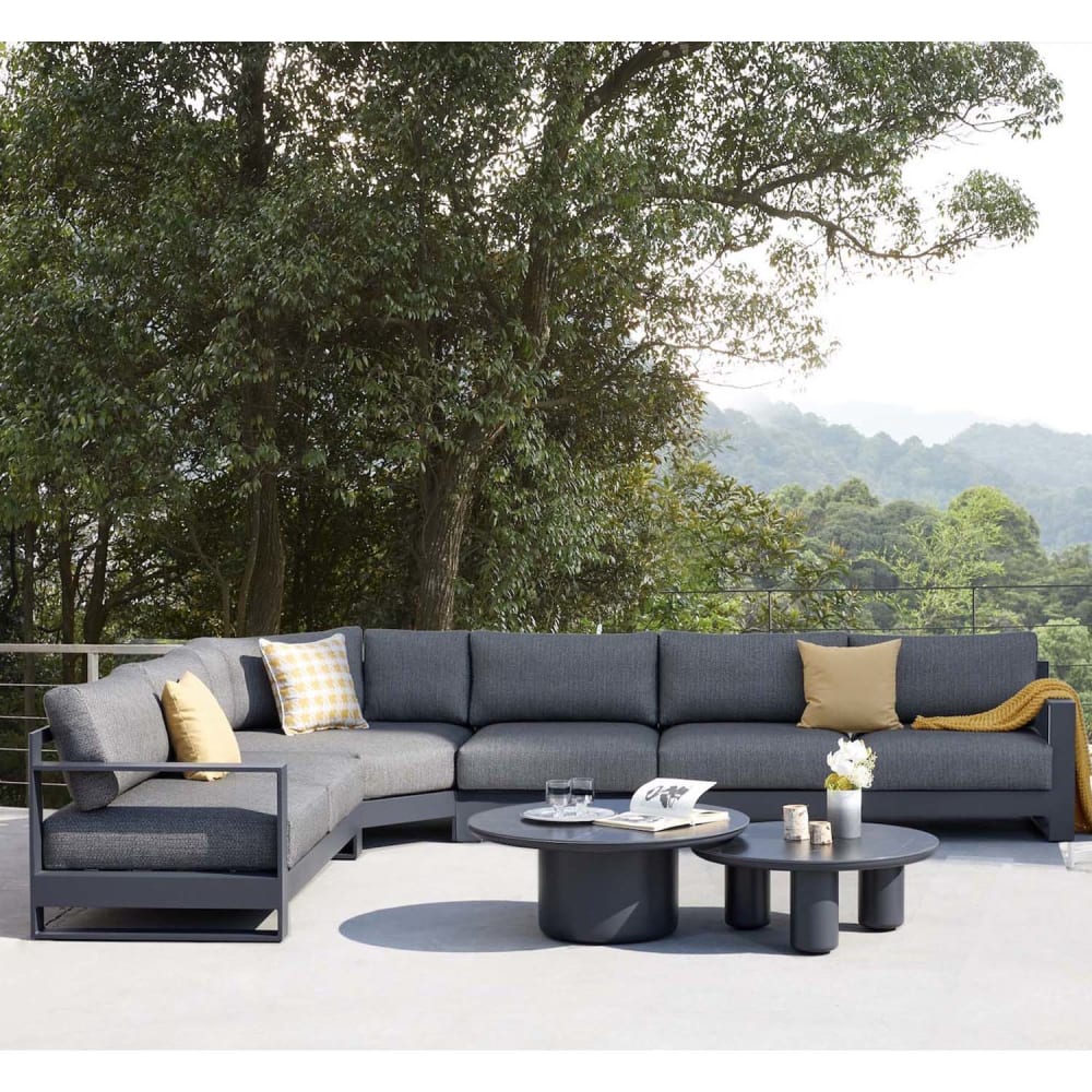 Salon de jardin noir L254 x P79.5 x H65 cm - Maisons du Monde